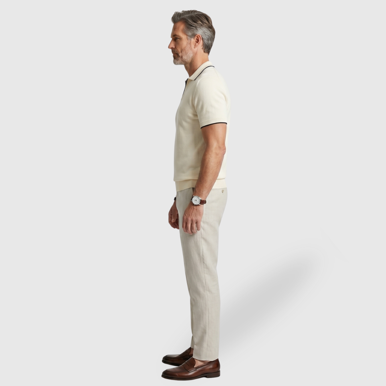 Polo homme manches courtes coupe ajustée col ouvert finition contrastée