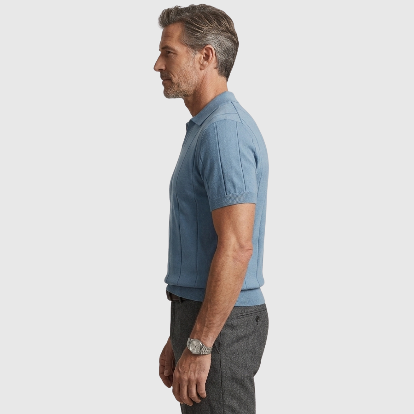 Polo homme coton sans boutons manches courtes col ouvert coupe droite