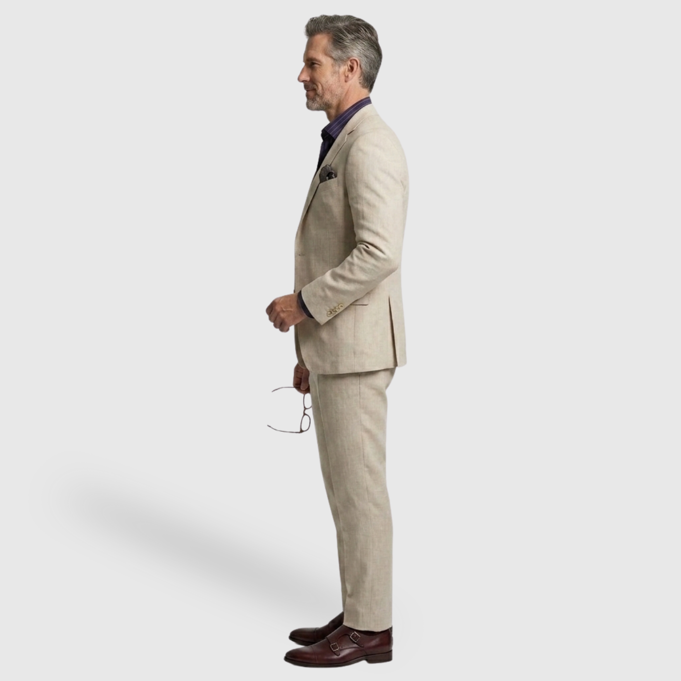 Costume homme deux pièces coupe ajustée veste simple boutonnage