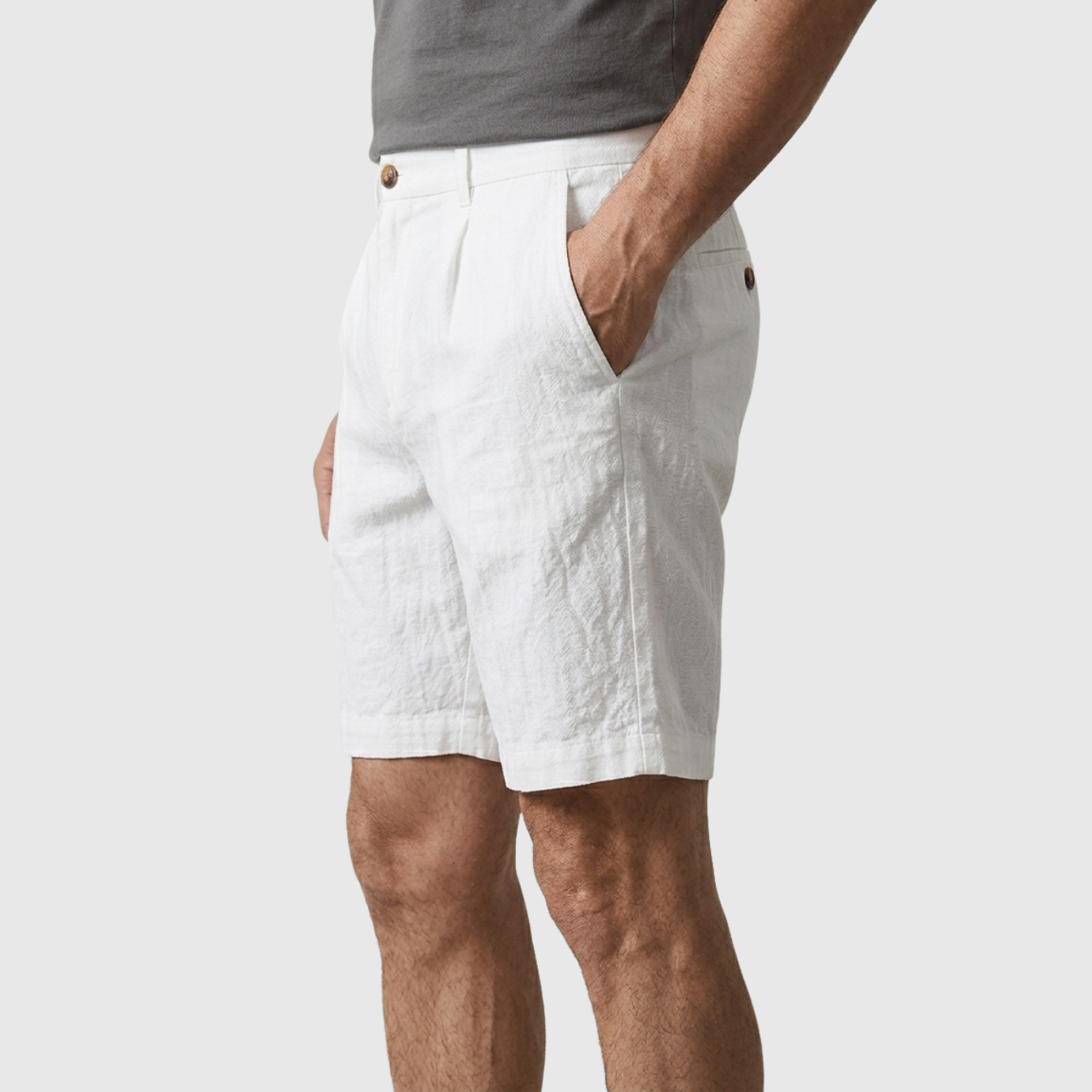 Short homme en lin coupe décontractée taille élastiquée