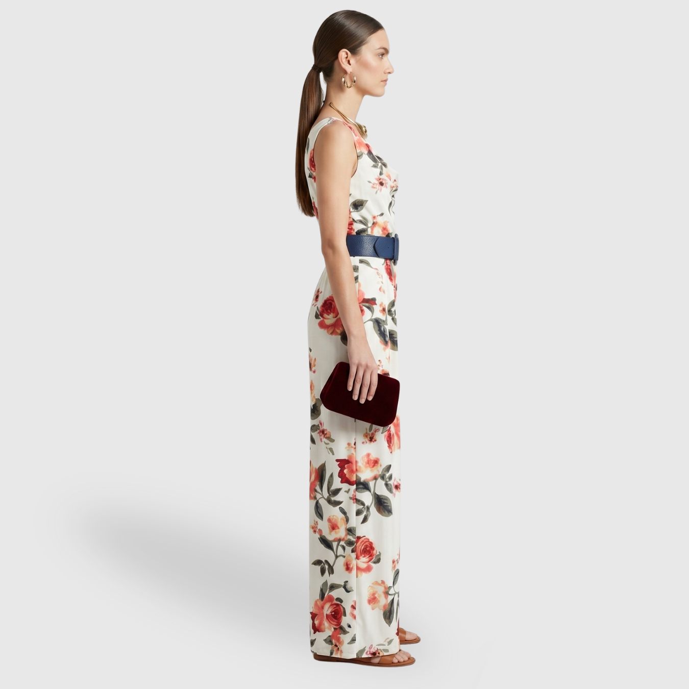 Combinaison femme épaules dénudées coupe large imprimé floral