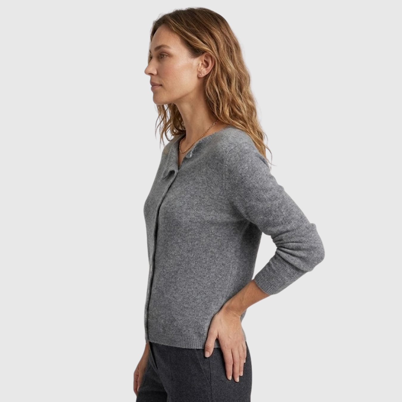 Gilet femme cachemire boutonné manches longues col rond