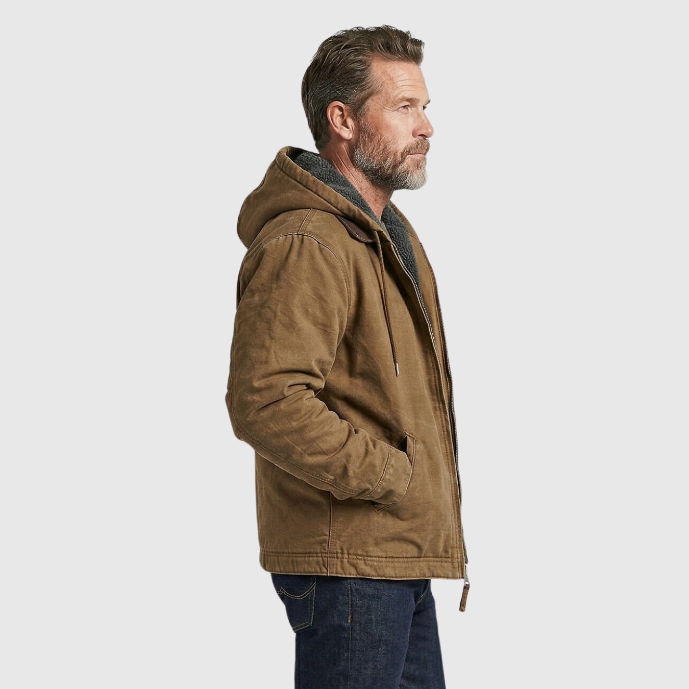 Veste polaire homme à capuche zippée manches longues coupe chaude