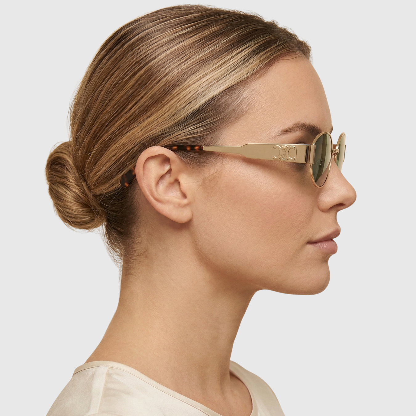 Lunettes de soleil femme ovales monture métal protection UV400 style vintage