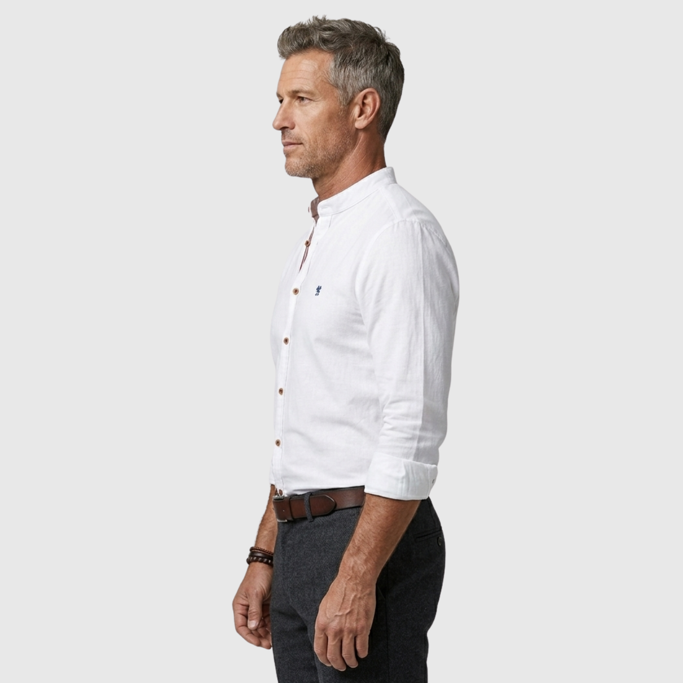 Chemise homme manches longues chaude col boutonné coupe classique hiver