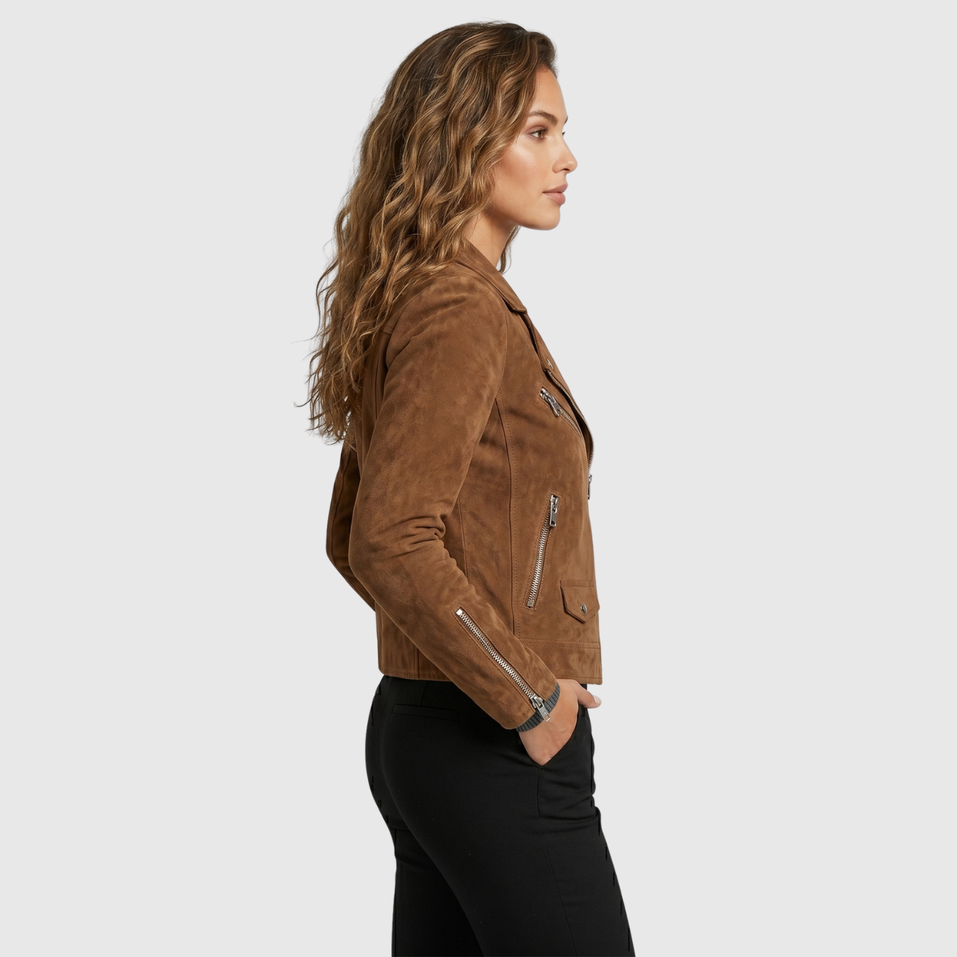Veste femme style biker similicuir fermeture zippée coupe ajustée