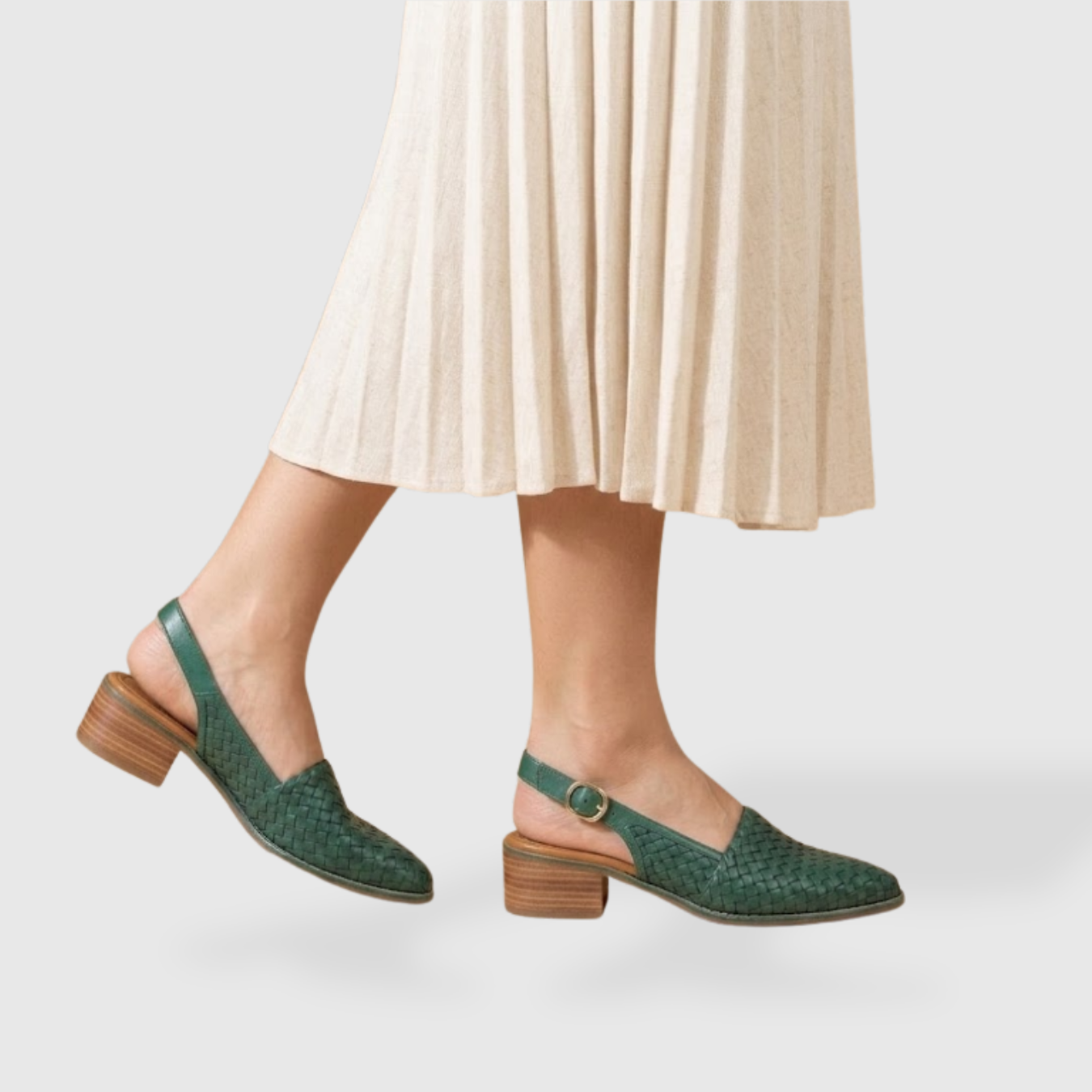 Escarpins slingback femme bout pointu tressé bride arrière talon bas