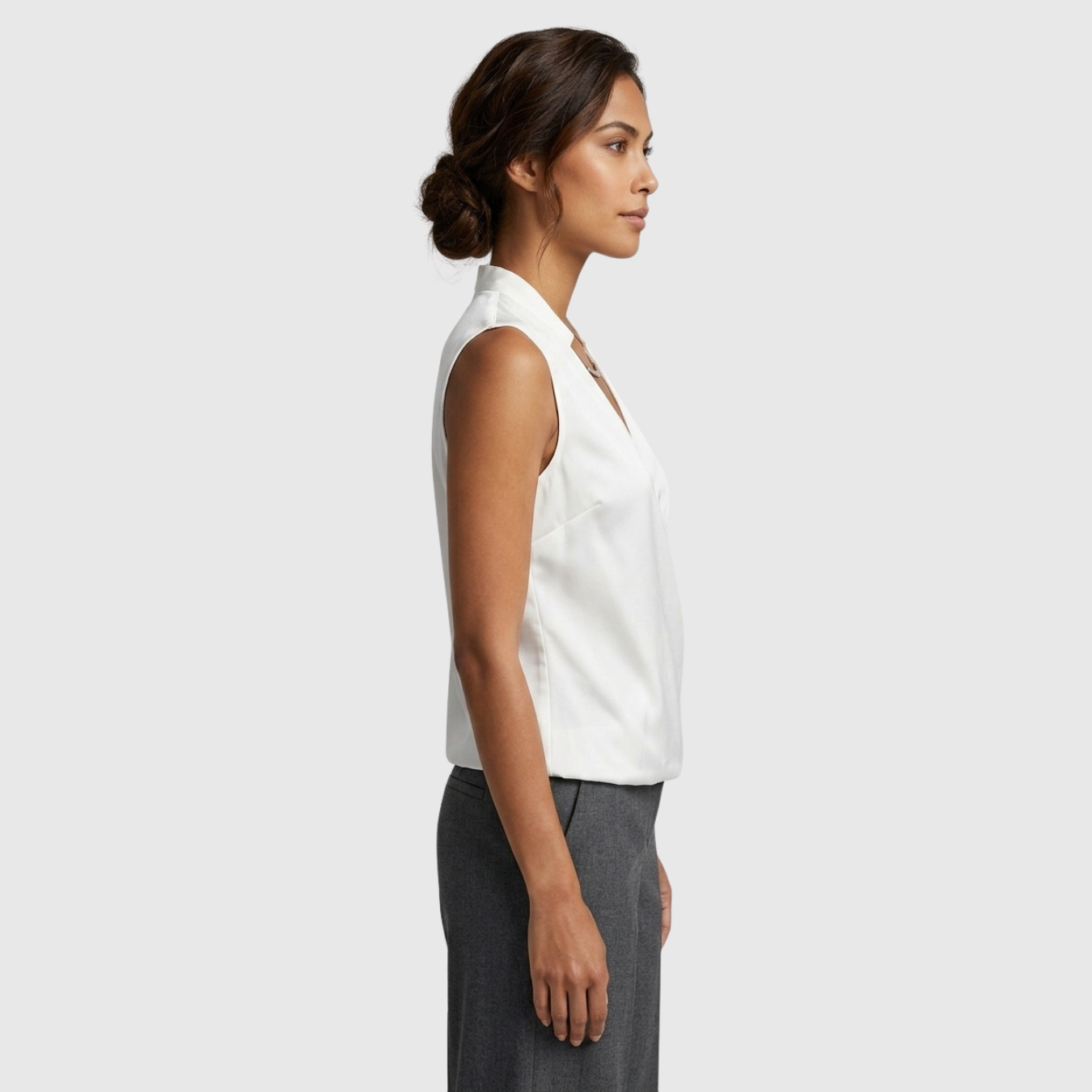 Blouse femme cache-cœur sans manches col V coupe fluide