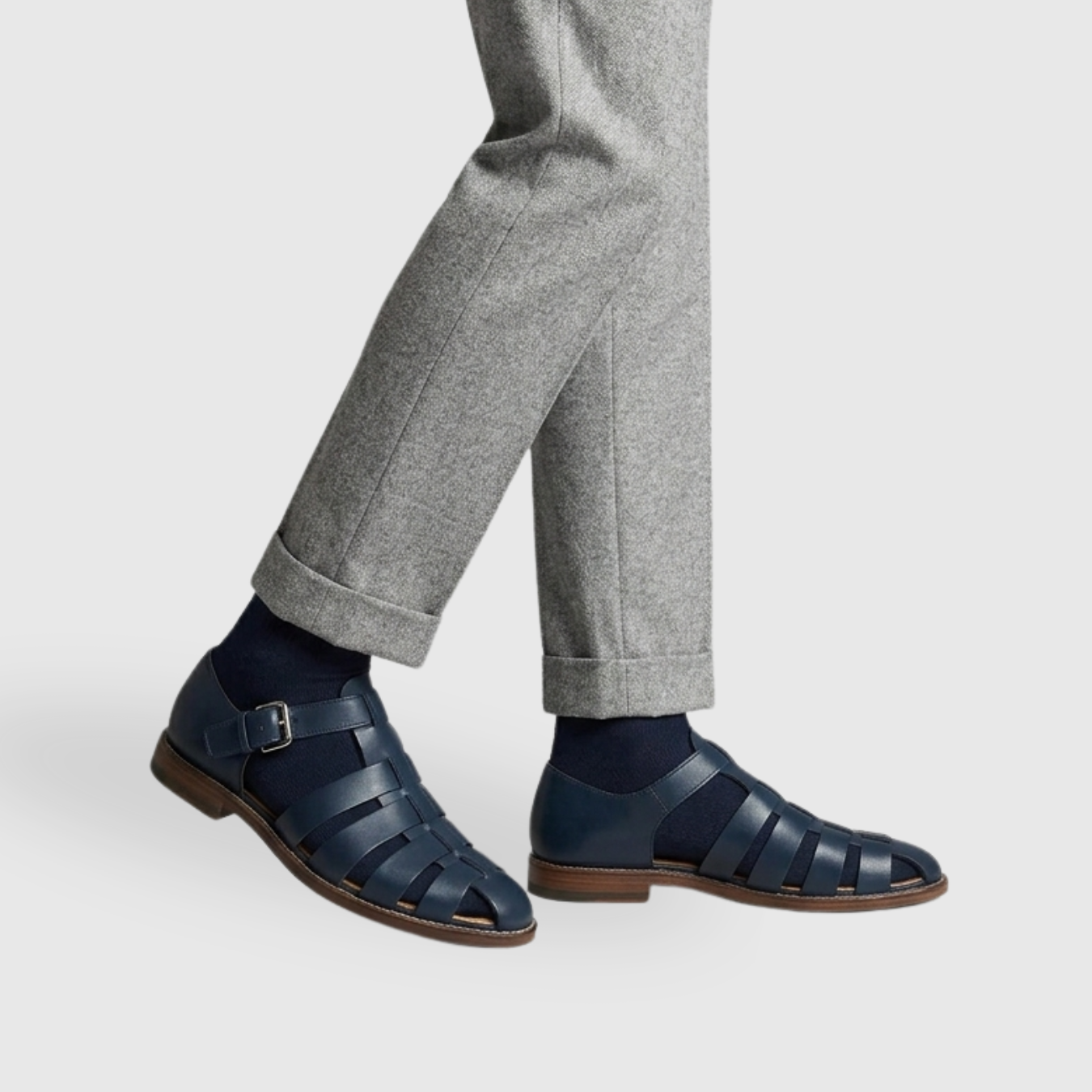 Sandales pêcheur homme similicuir bride à boucle semelle caoutchouc