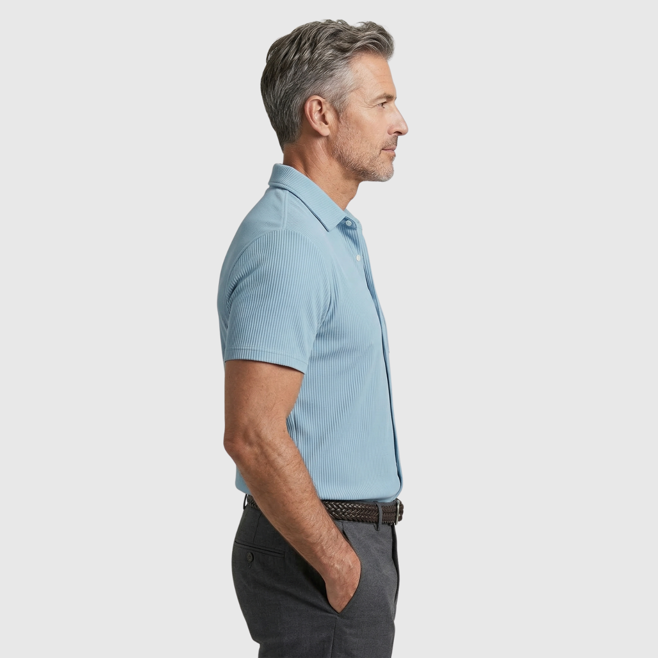Chemise homme à rayures manches courtes col boutonné coupe décontractée été