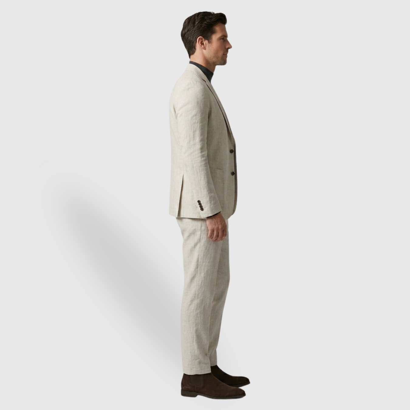 Costume homme lin mélangé coupe décontractée veste et pantalon