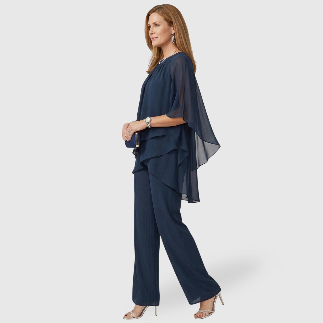 Ensemble pantalon femme habillé mousseline coupe fluide élégant