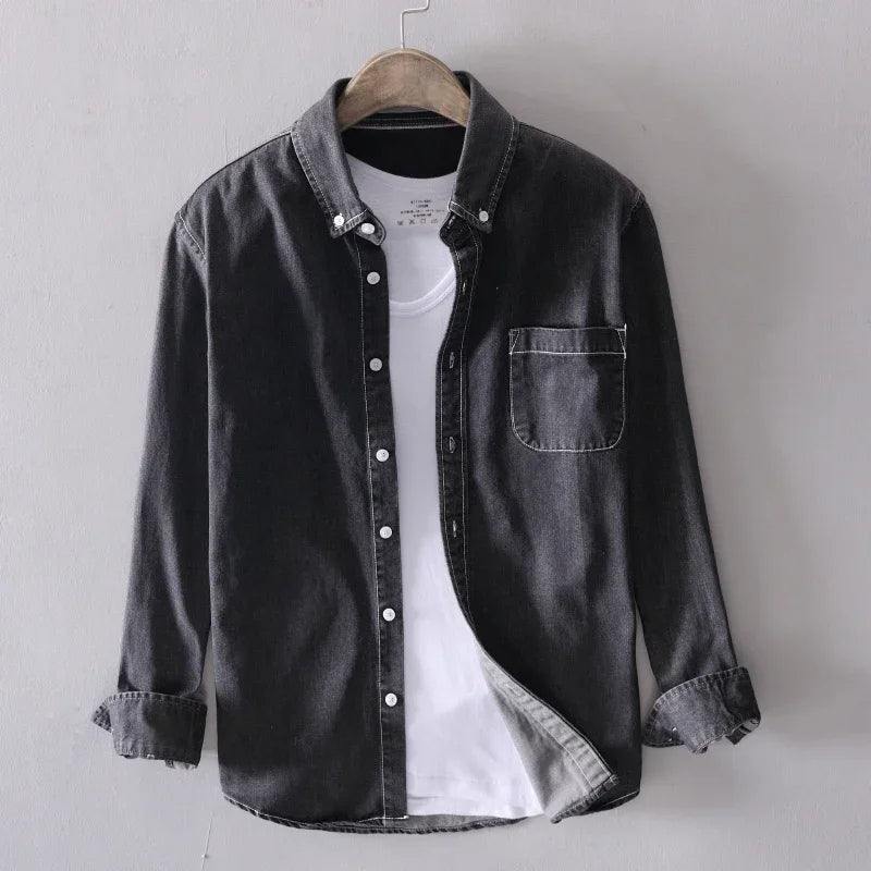 Chemise Denim Homme Coton Coupe Structurée Polyvalente