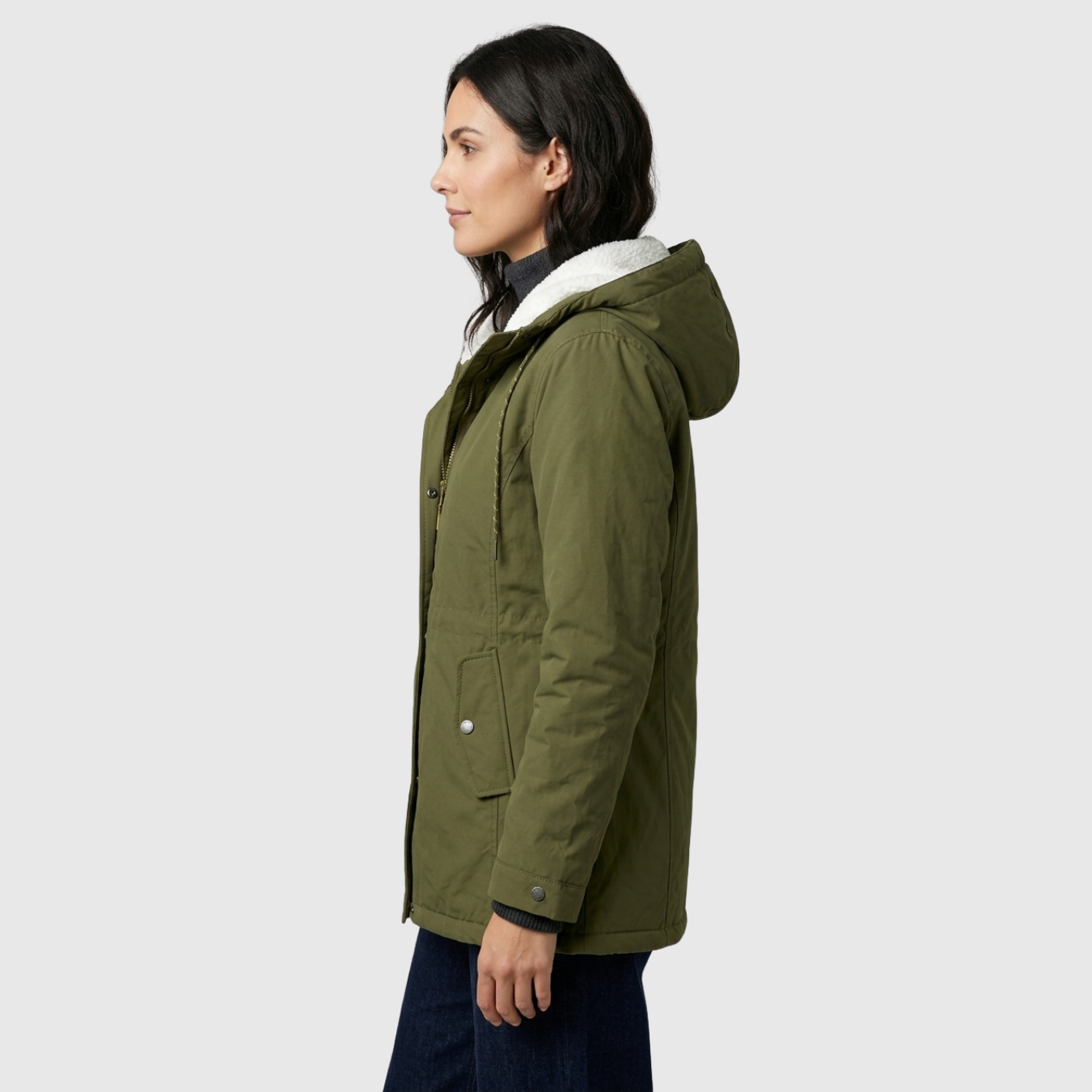 Manteau hiver femme long imperméable à capuche doublé chaud