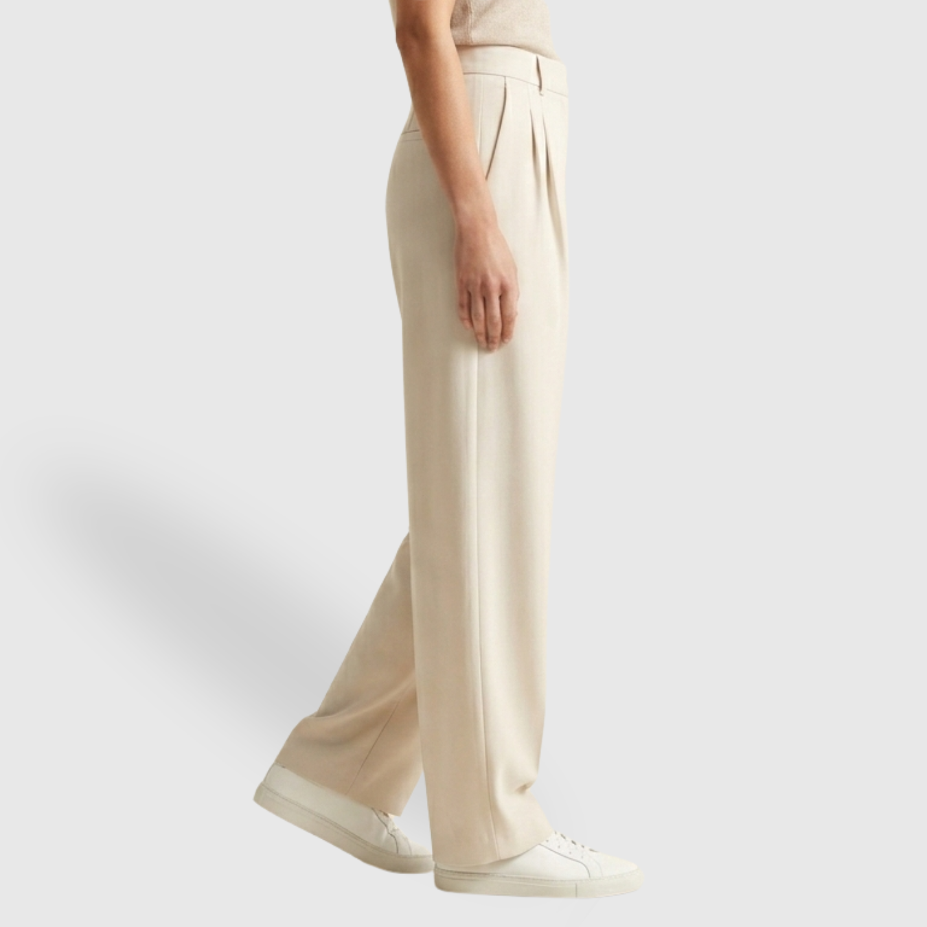 Pantalon femme large taille haute fluide