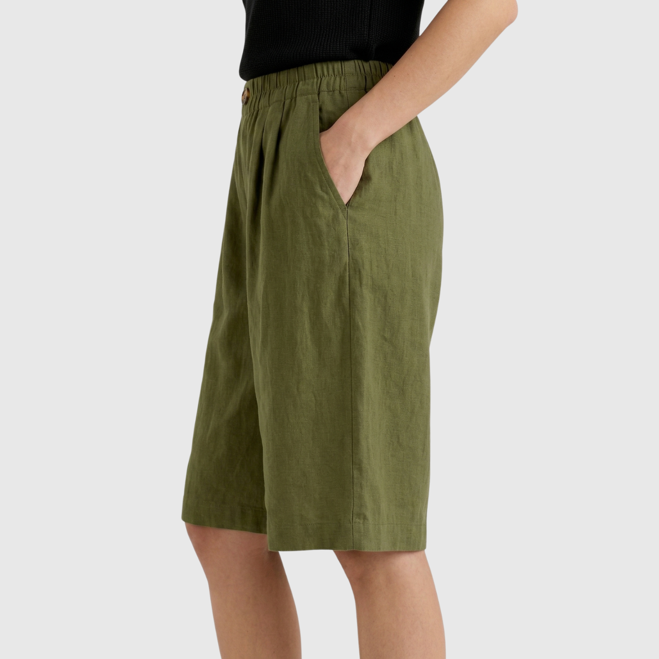 Short femme taille haute élastique coupe ample confort été coton