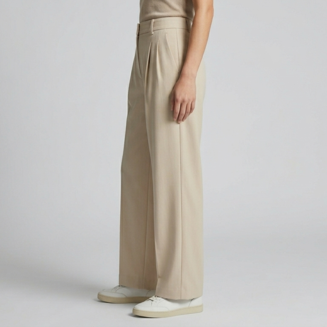 Pantalon femme large taille haute fluide