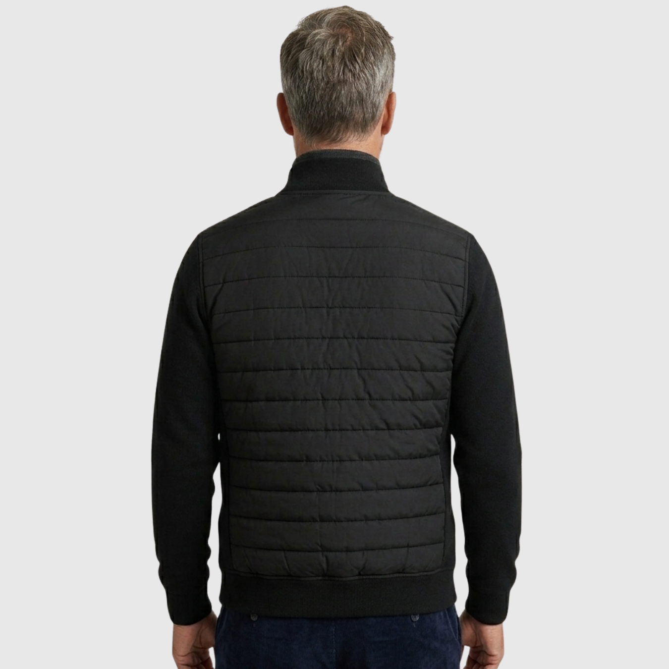 Veste homme matelassée hybride manches maille fermeture zippée