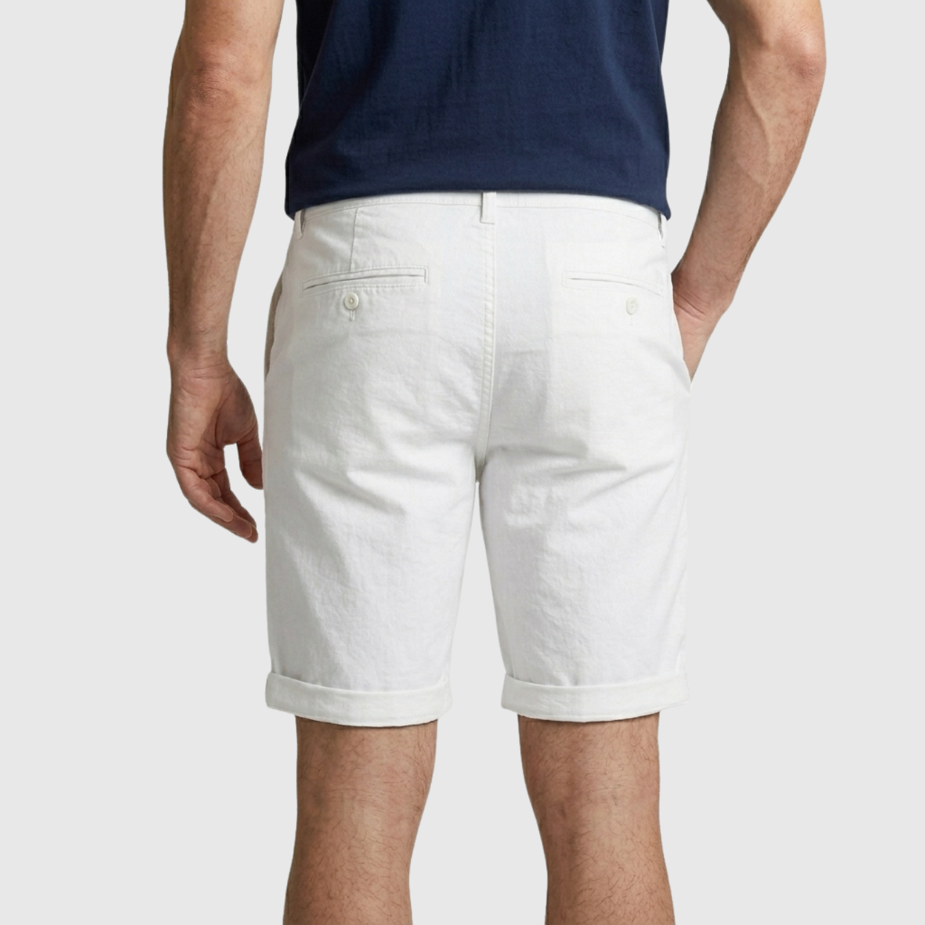Short homme lin taille élastique à cordon coupe droite