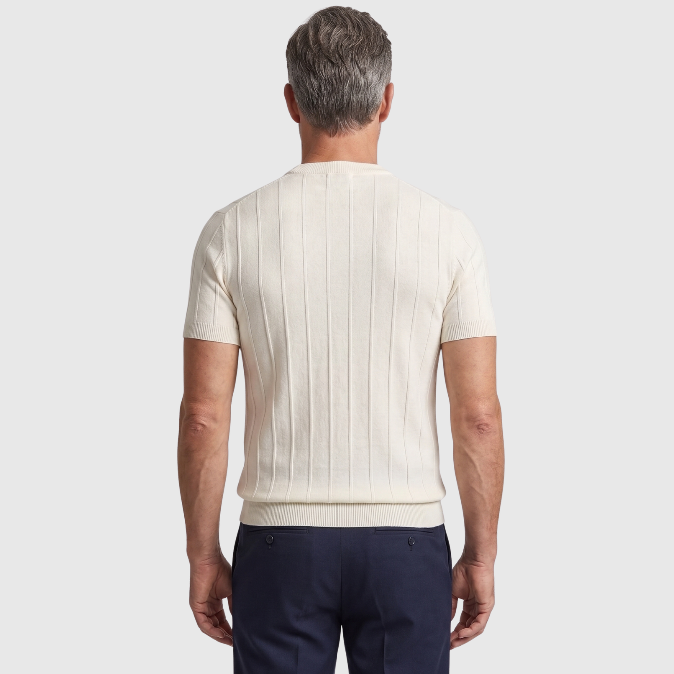 T-shirt homme maille côtelée manches courtes col rond coupe ajustée