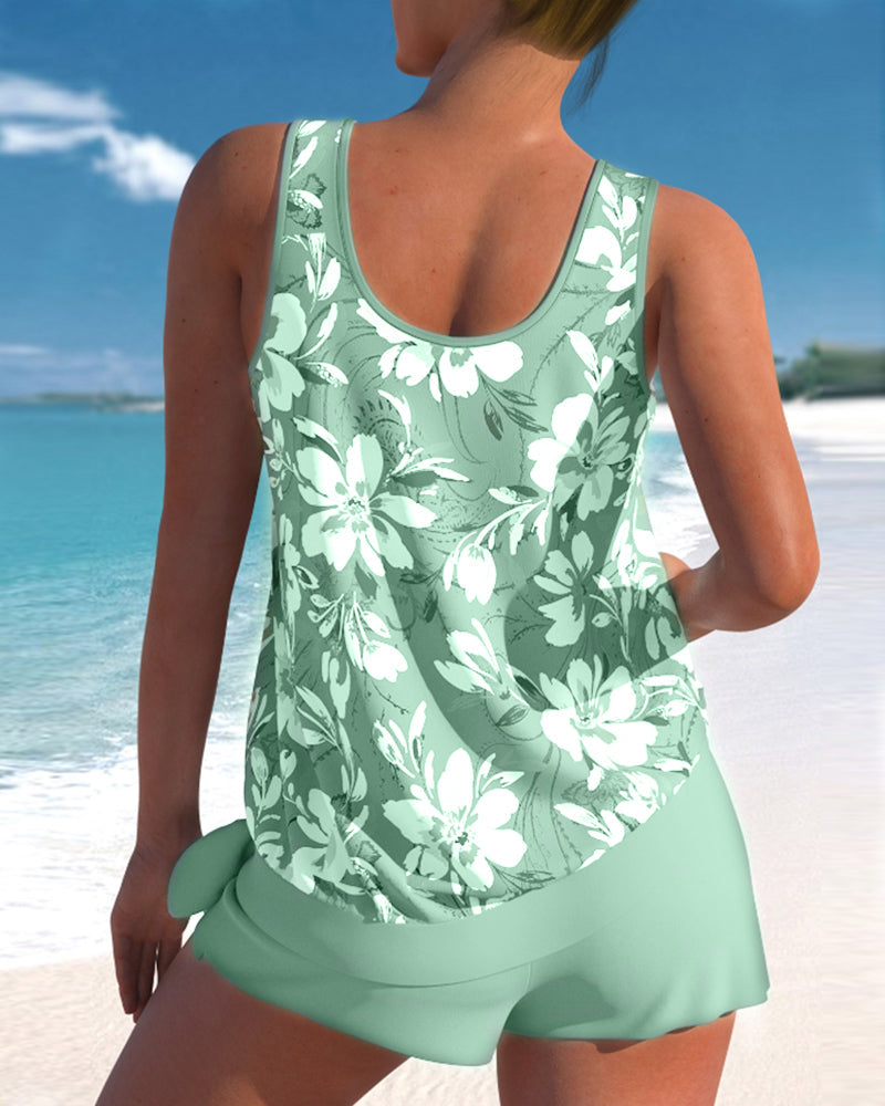 Tankini femme débardeur et slip ensemble natation