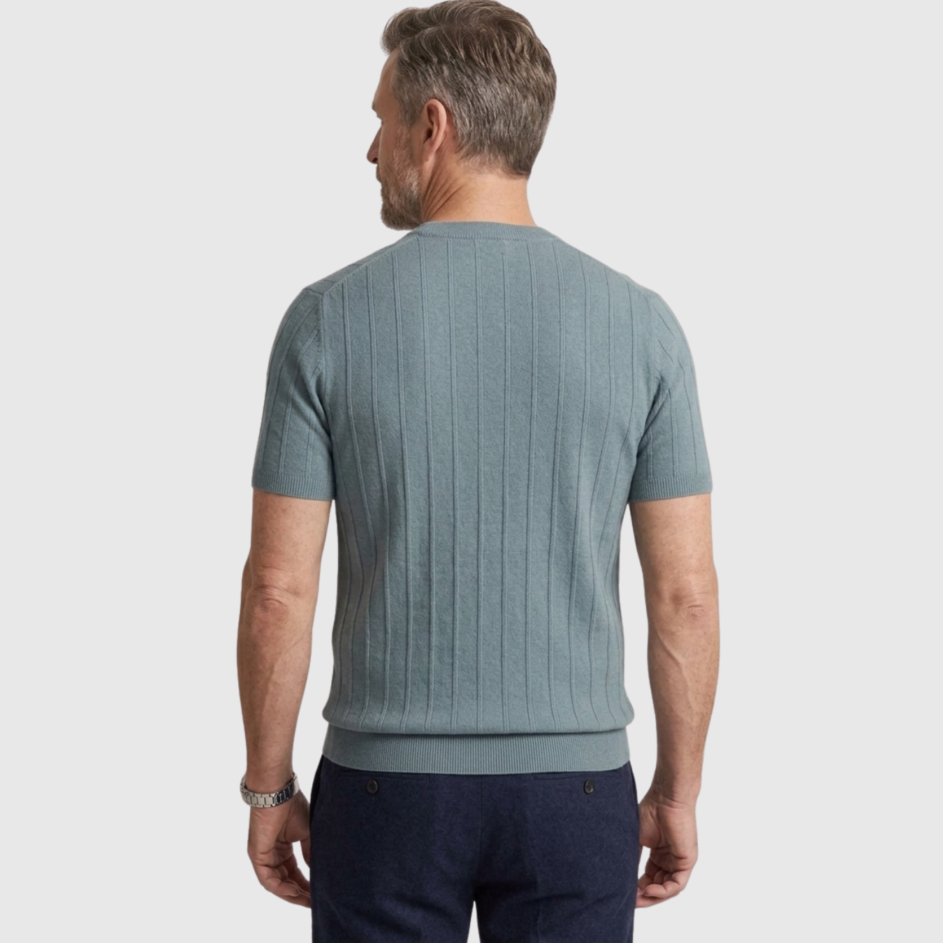 T-shirt homme maille côtelée col rond manches courtes coupe ajustée