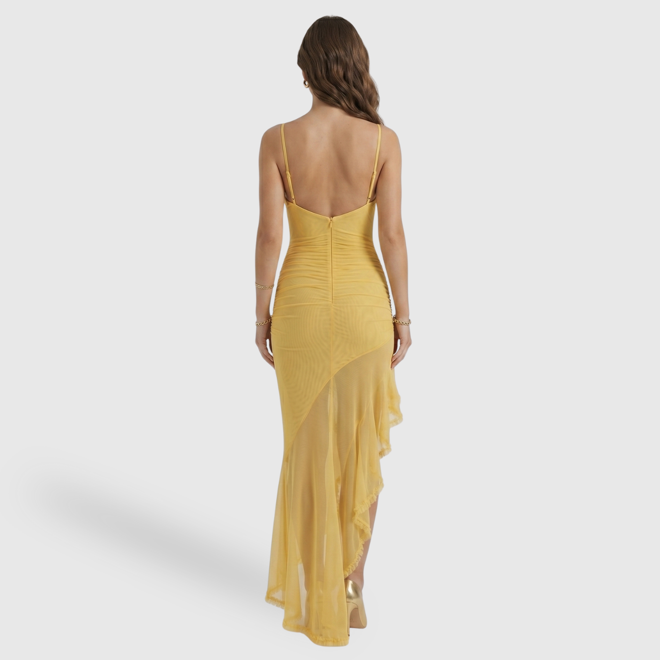 Robe longue femme fendue coupe fluide bretelles fines