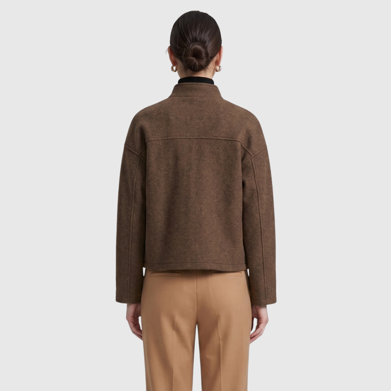 Manteau court femme col montant fermeture zippée