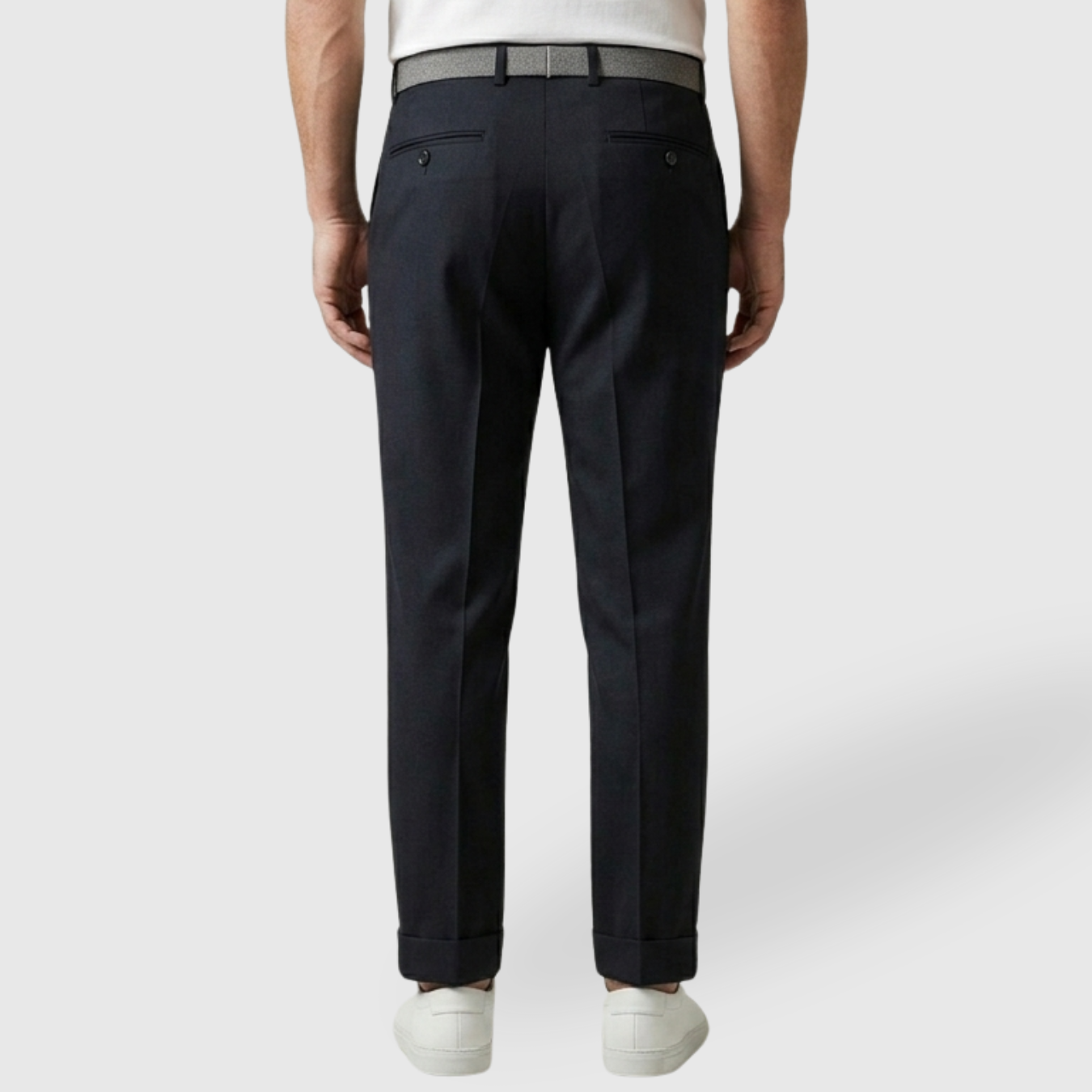 Pantalon homme taille haute coupe droite habillée