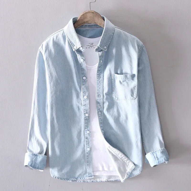 Chemise Denim Homme Coton Coupe Structurée Polyvalente