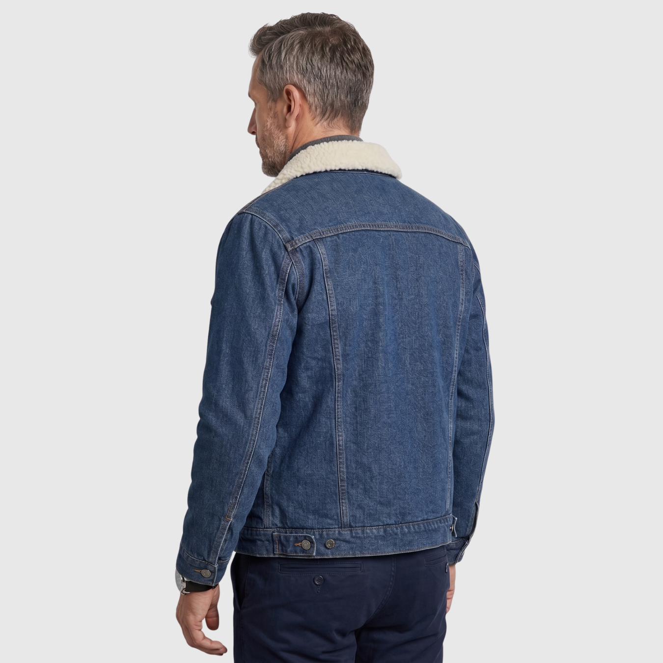 Veste jean homme doublée polaire col chemise fermeture boutonnée