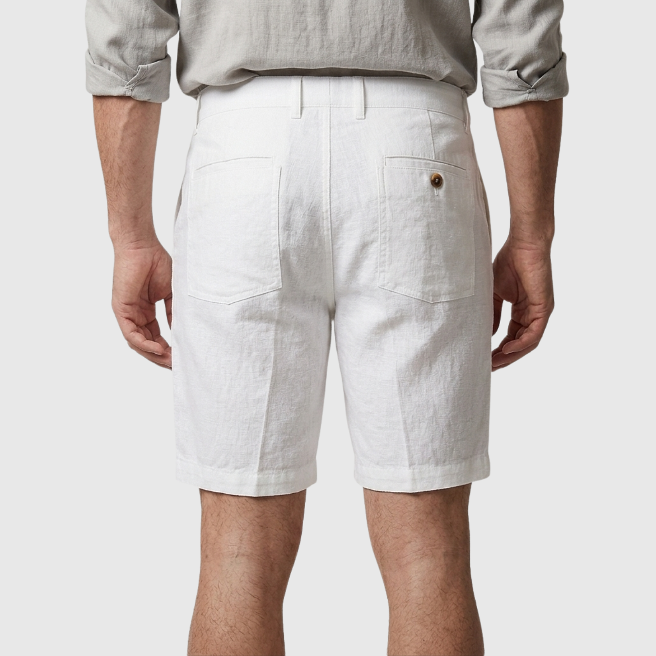 Short en lin homme taille boutonnée coupe décontractée été poches