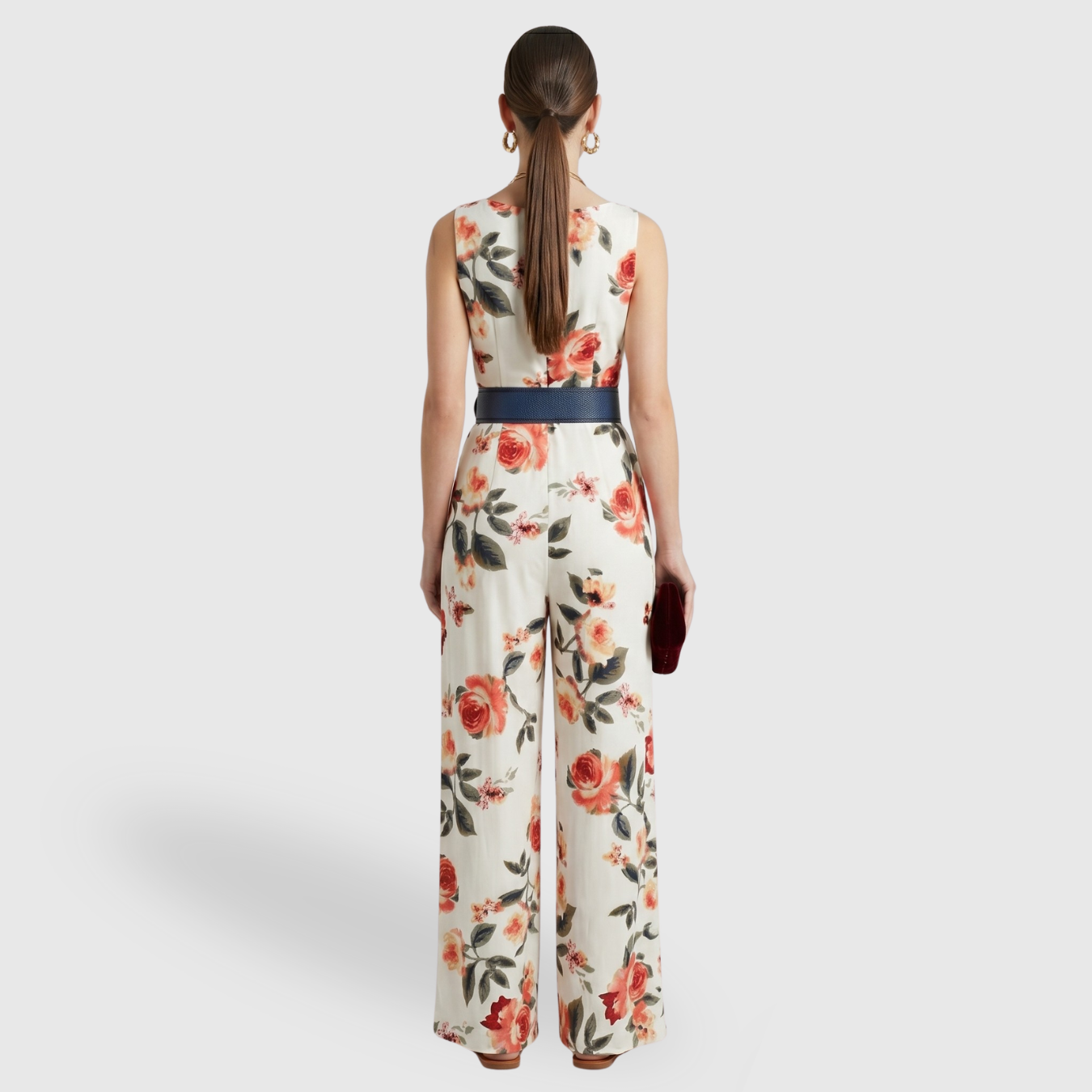 Combinaison femme épaules dénudées coupe large imprimé floral