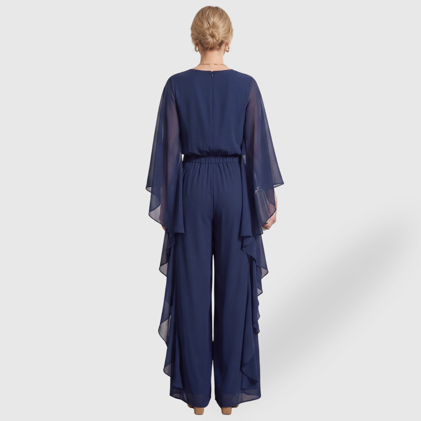 Ensemble femme mousseline pantalon large et blouse manches évasées