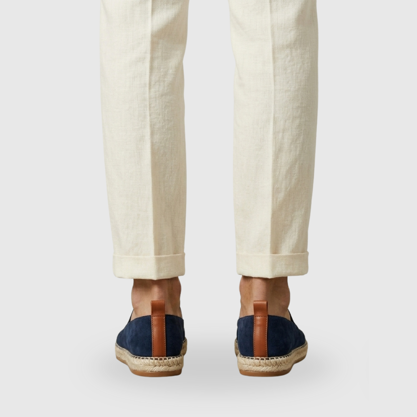 Mocassins homme toile sans lacets semelle corde style espadrille