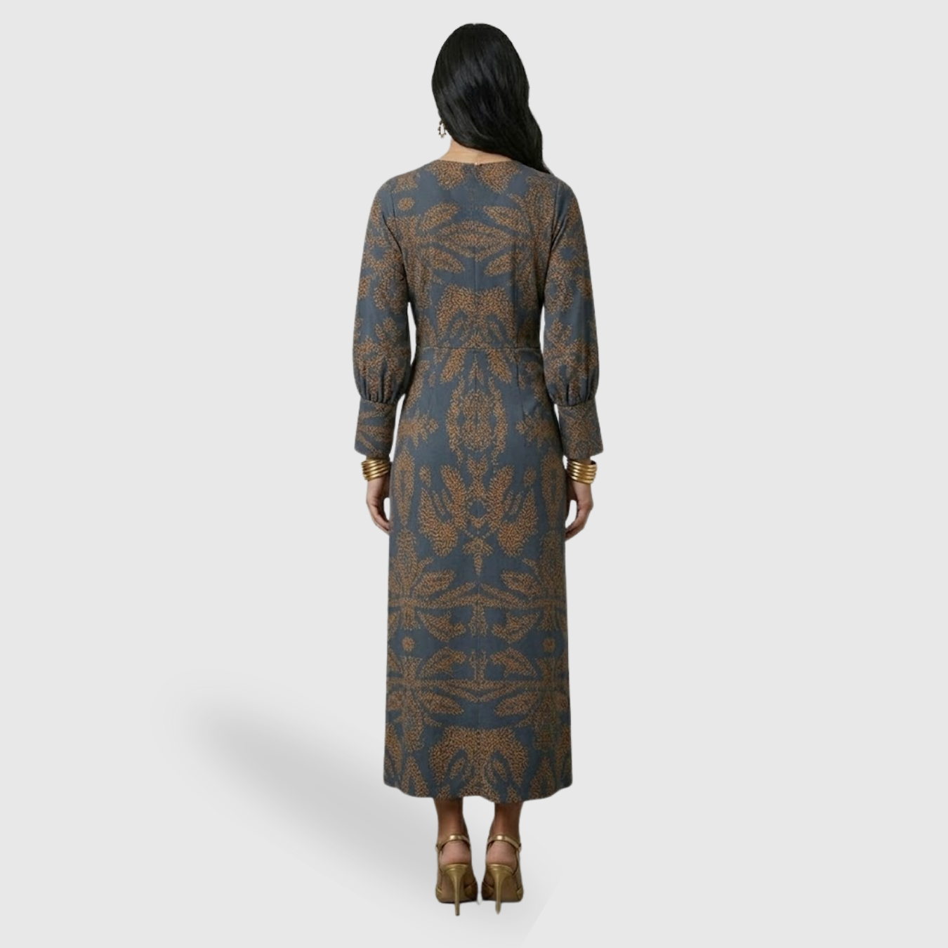 Robe longue femme coupe A col en V sans manches taille cintrée élégante
