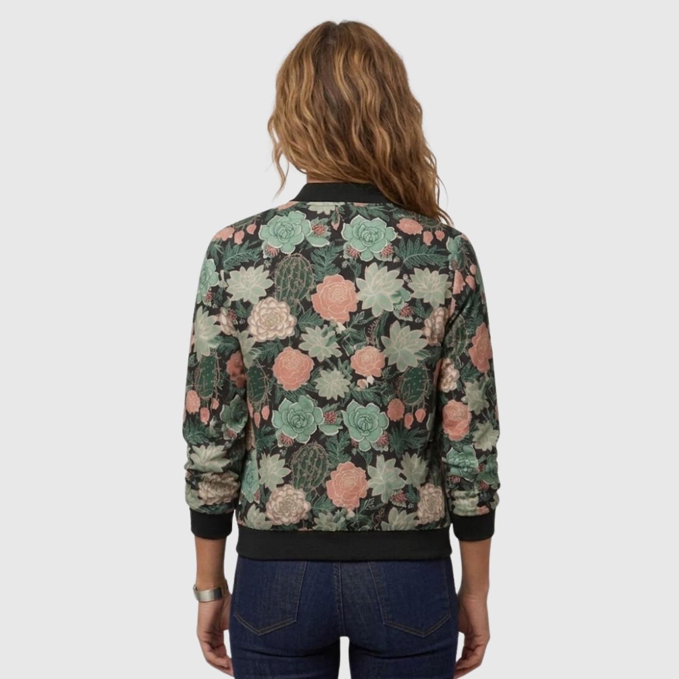 Blouson bomber femme imprimé floral fermeture zippée manches longues