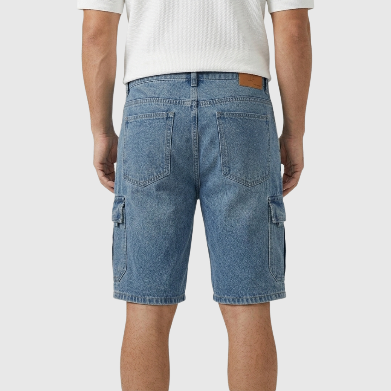 Short cargo homme denim coupe décontractée multi-poches
