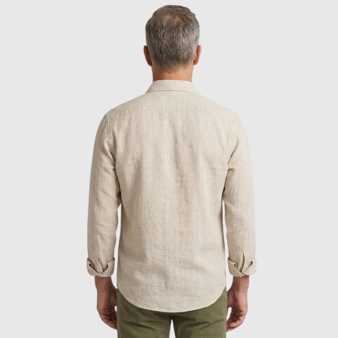 Chemise en lin homme manches longues col boutonné coupe légère respirante