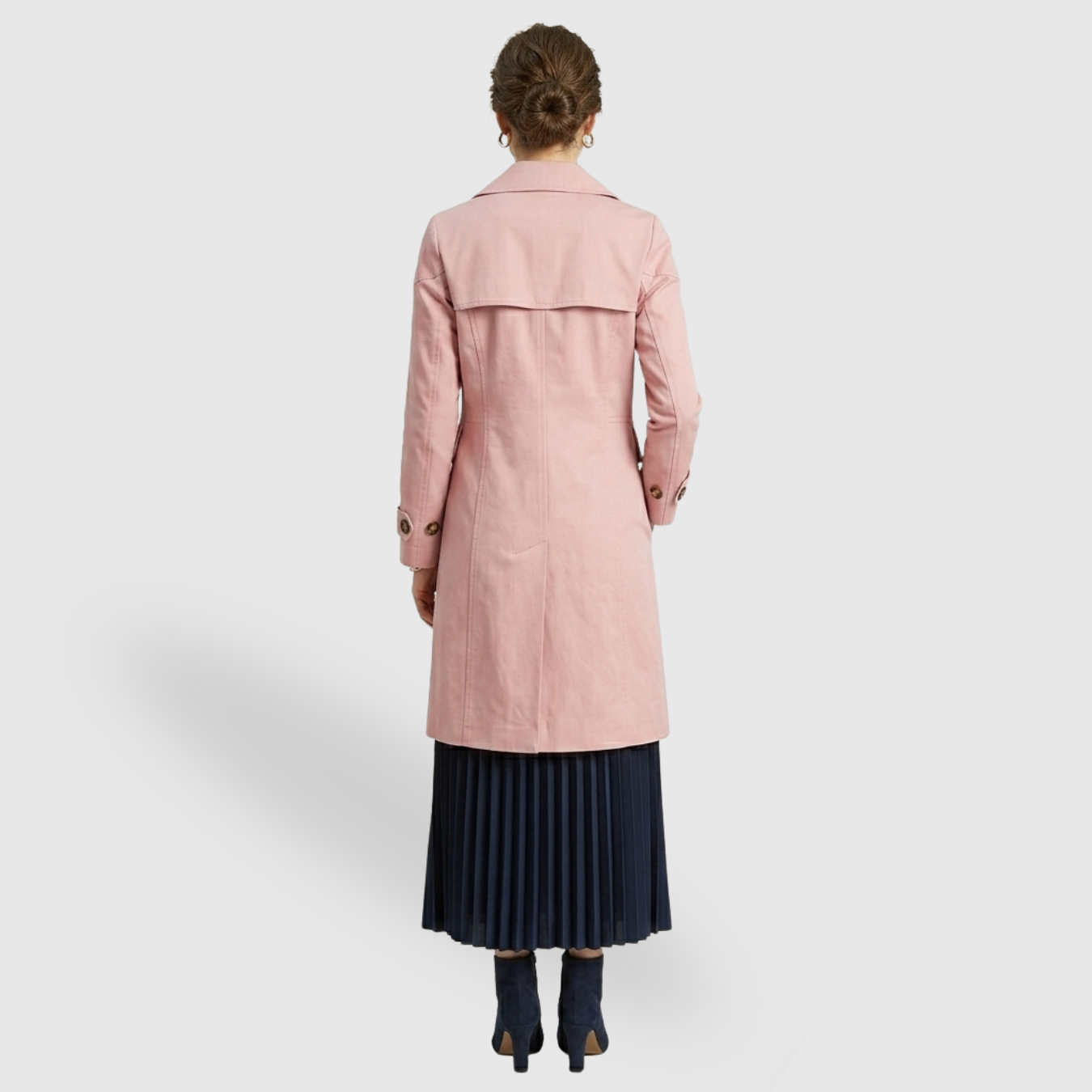 Trench femme ceinturé mi-long à boutons coupe ajustée