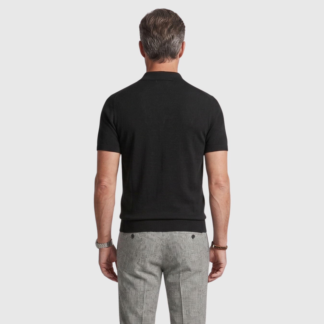 Polo homme maille laine mérinos manches courtes col boutonné