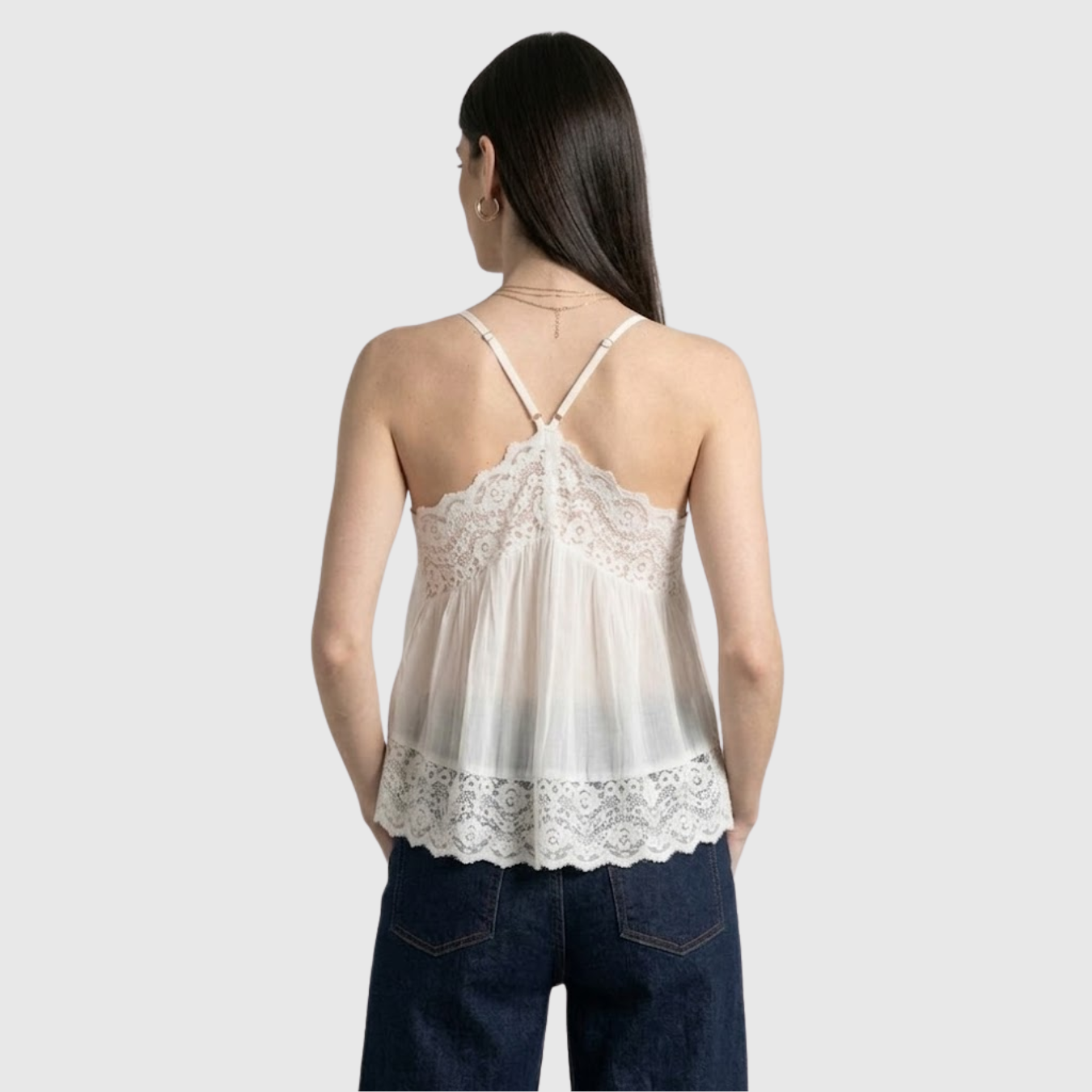 Caraco femme dentelle bretelles fines col en V coupe fluide été