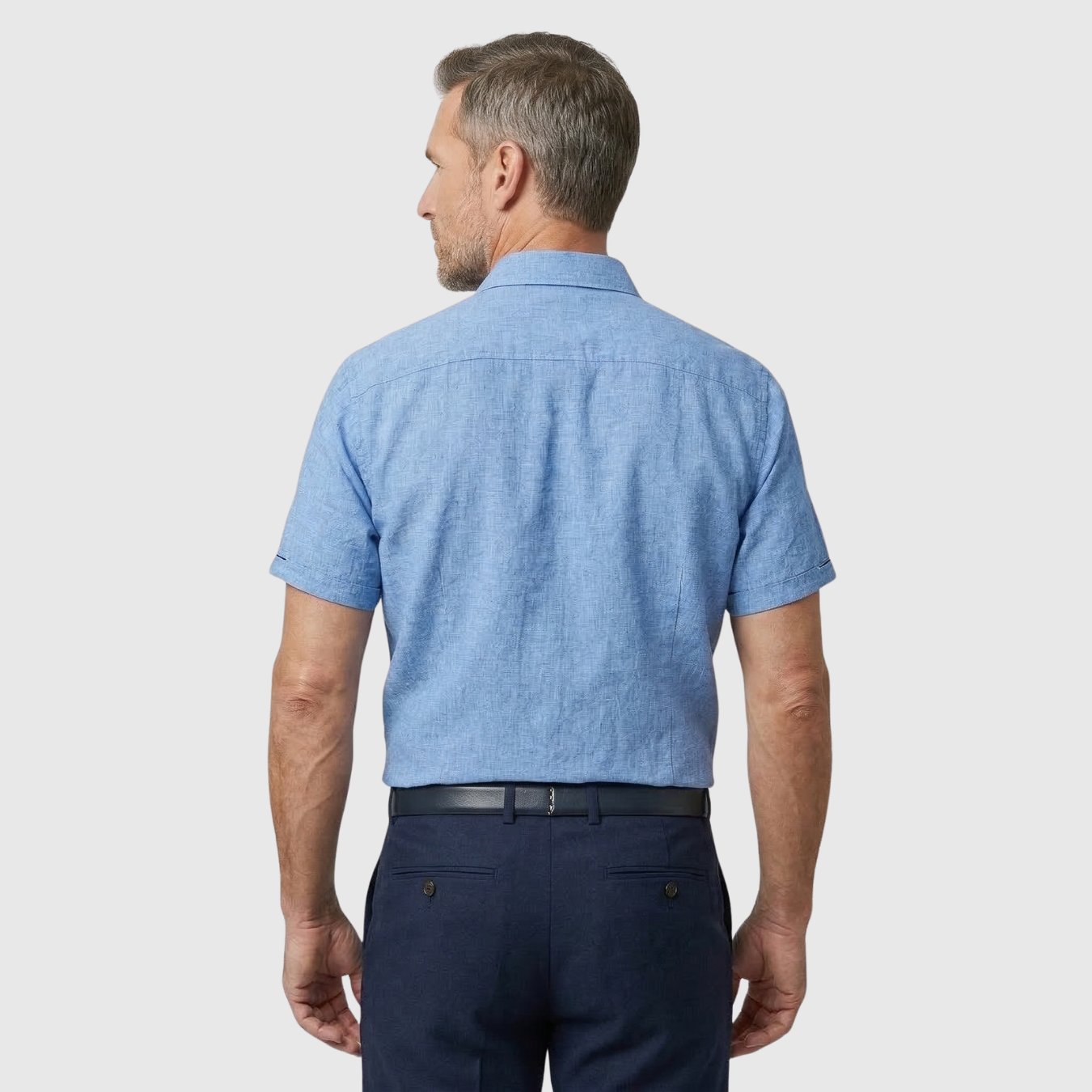 Polo homme en lin manches courtes col boutonné coupe décontractée été