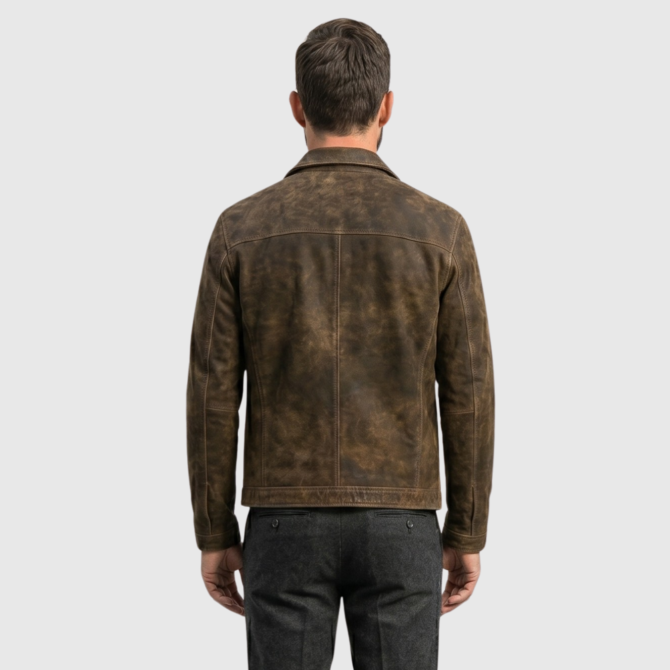 Veste homme similicuir zippée coupe droite style biker casual