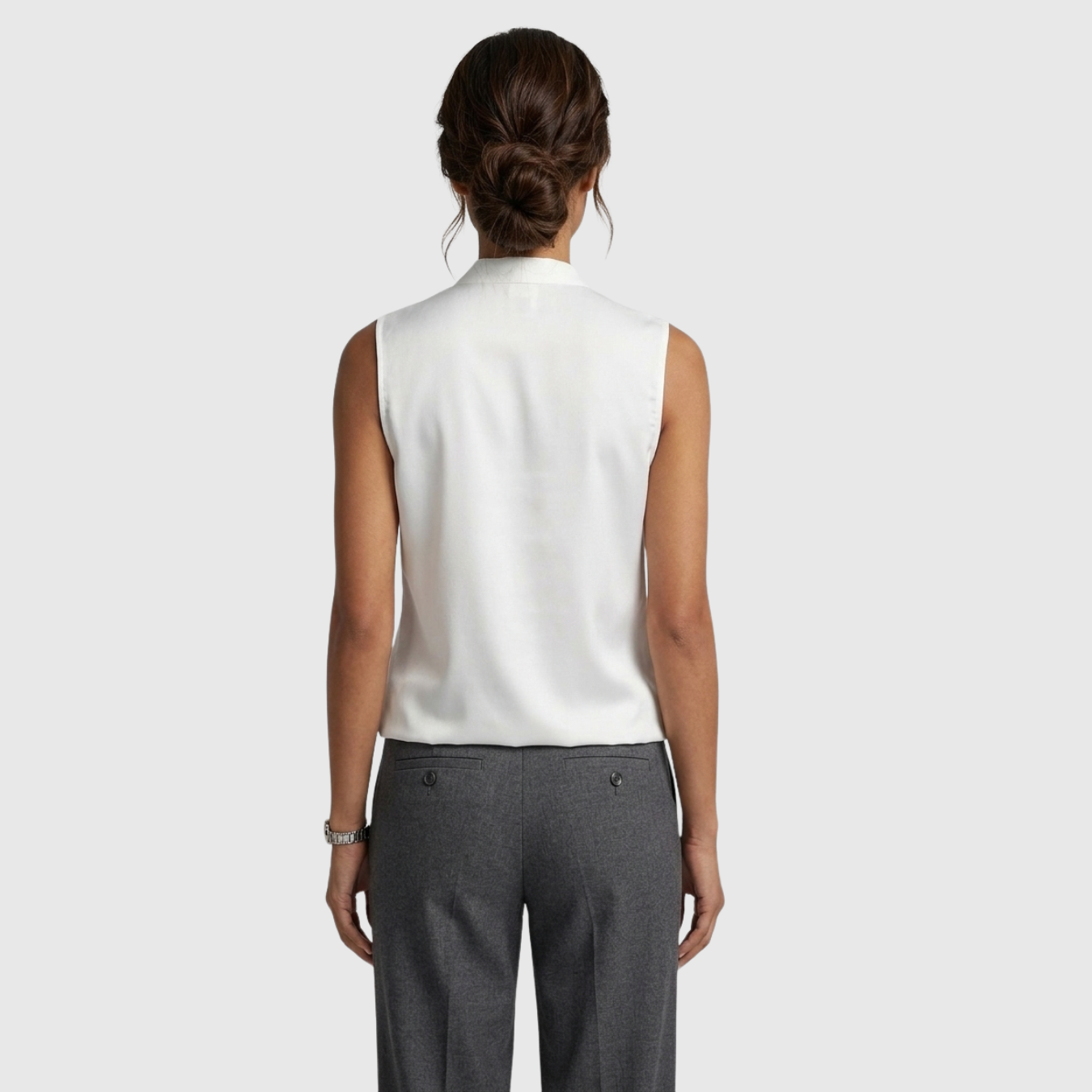 Blouse femme cache-cœur sans manches col V coupe fluide