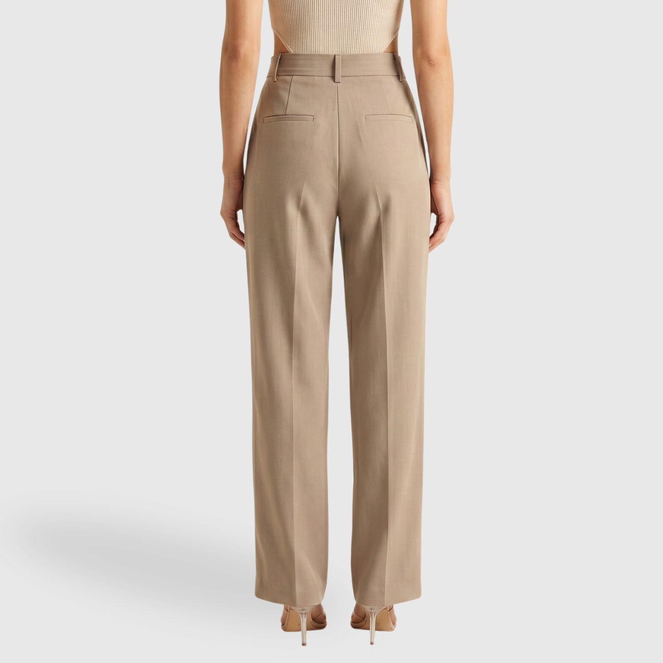 Pantalon femme large taille haute coupe droite élégant