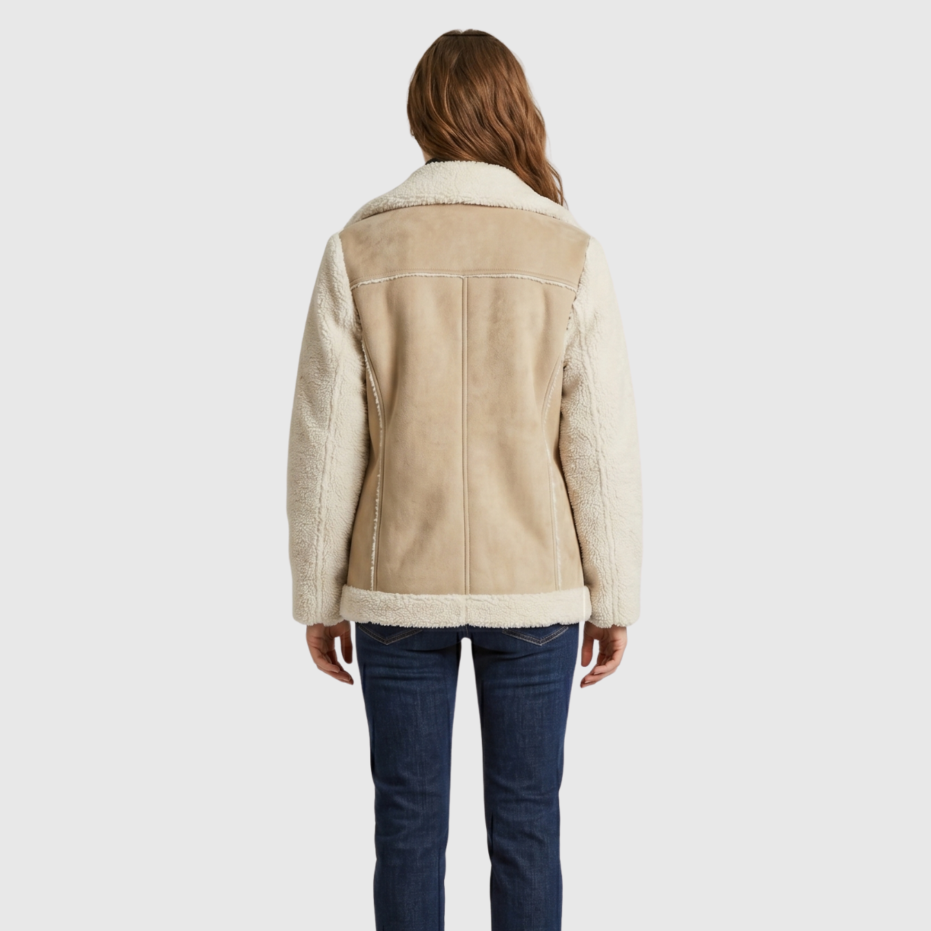 Manteau femme fausse fourrure effet peau lainée coupe oversize