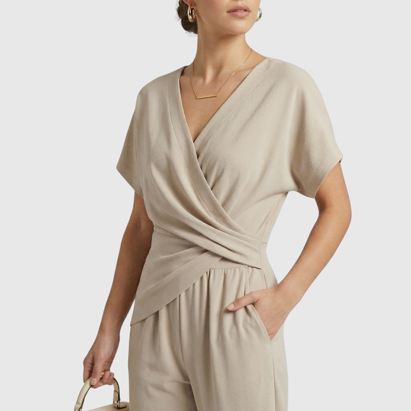 Ensemble femme deux pièces haut et pantalon coupe fluide tenue élégante