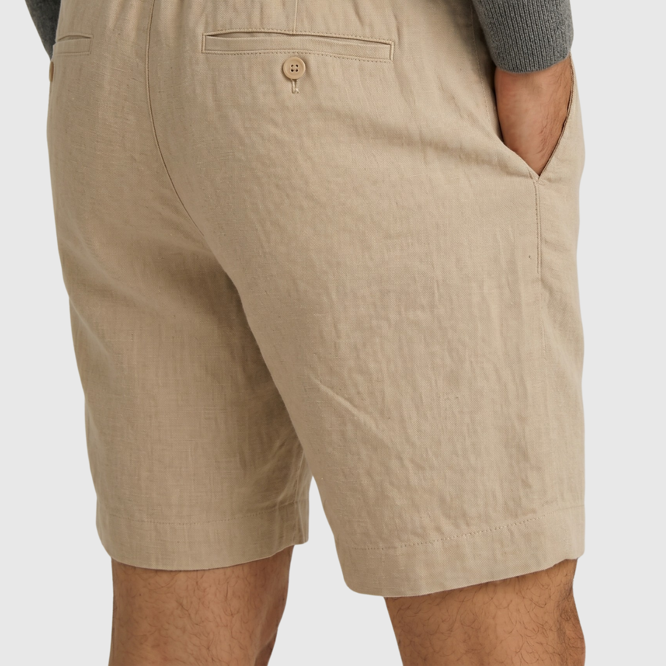 Short homme lin taille élastique cordon
