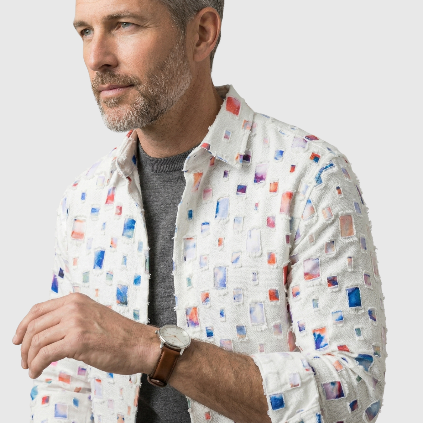 Chemise homme à carreaux manches longues coupe droite boutonnée